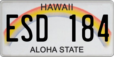 HI license plate ESD184