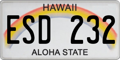 HI license plate ESD232