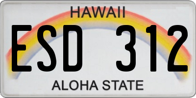 HI license plate ESD312