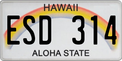 HI license plate ESD314