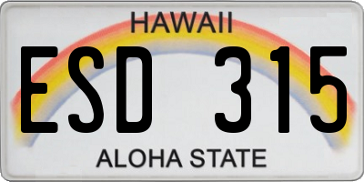 HI license plate ESD315