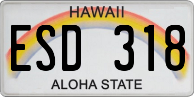 HI license plate ESD318