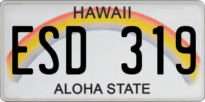 HI license plate ESD319