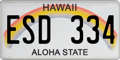 HI license plate ESD334