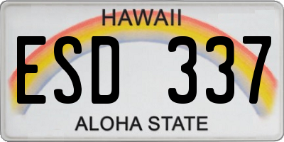 HI license plate ESD337