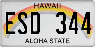 HI license plate ESD344