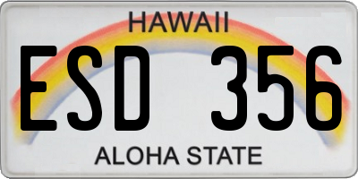 HI license plate ESD356