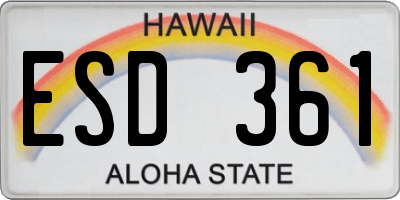 HI license plate ESD361