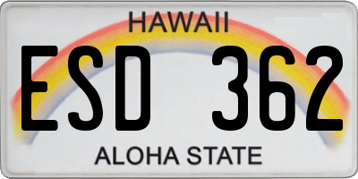 HI license plate ESD362