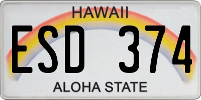 HI license plate ESD374