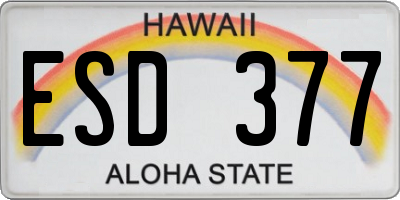 HI license plate ESD377