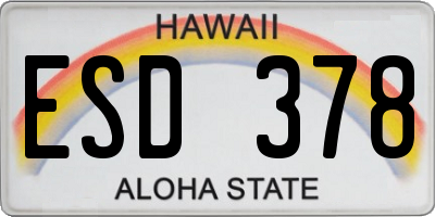 HI license plate ESD378