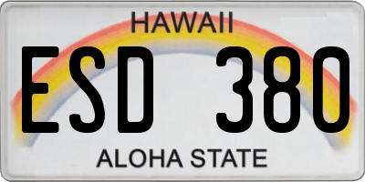 HI license plate ESD380