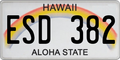 HI license plate ESD382