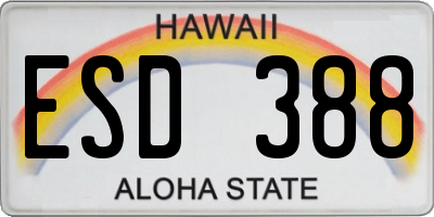 HI license plate ESD388