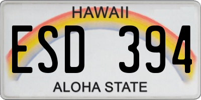 HI license plate ESD394
