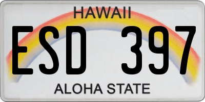 HI license plate ESD397