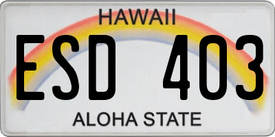 HI license plate ESD403