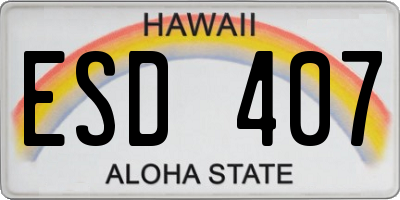 HI license plate ESD407
