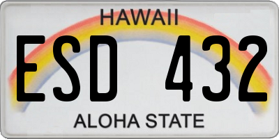 HI license plate ESD432