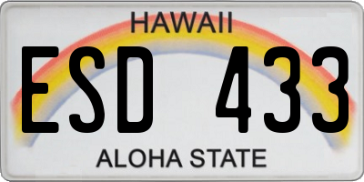 HI license plate ESD433