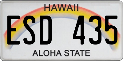 HI license plate ESD435