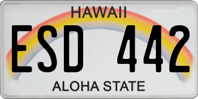 HI license plate ESD442