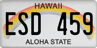 HI license plate ESD459