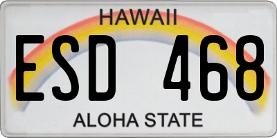 HI license plate ESD468