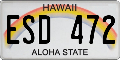 HI license plate ESD472