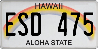 HI license plate ESD475