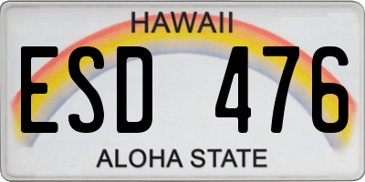 HI license plate ESD476
