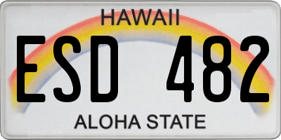 HI license plate ESD482