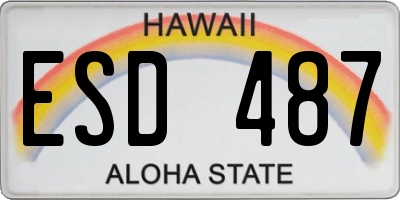 HI license plate ESD487