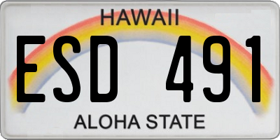 HI license plate ESD491