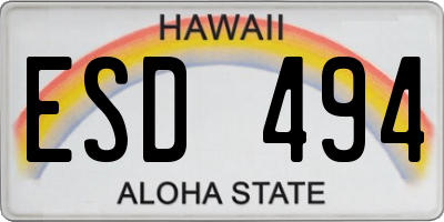 HI license plate ESD494