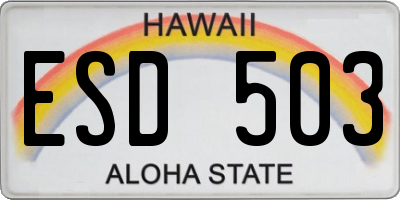 HI license plate ESD503