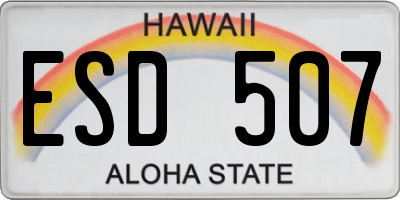 HI license plate ESD507