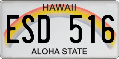 HI license plate ESD516