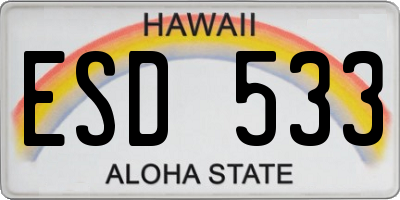 HI license plate ESD533