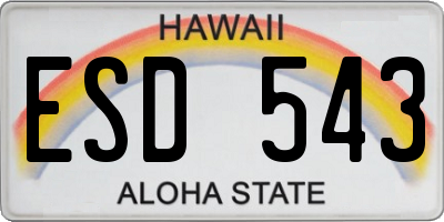 HI license plate ESD543