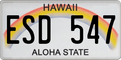 HI license plate ESD547