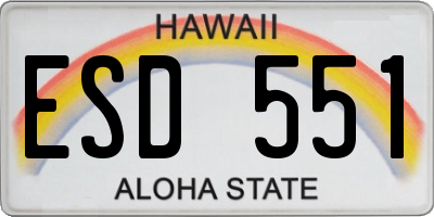 HI license plate ESD551