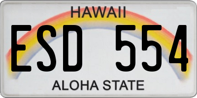 HI license plate ESD554