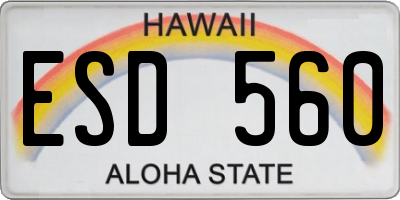 HI license plate ESD560