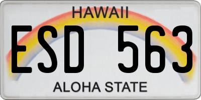 HI license plate ESD563