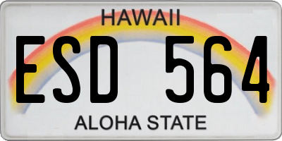 HI license plate ESD564