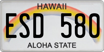 HI license plate ESD580