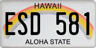HI license plate ESD581