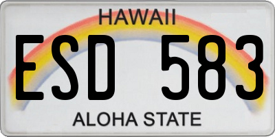 HI license plate ESD583